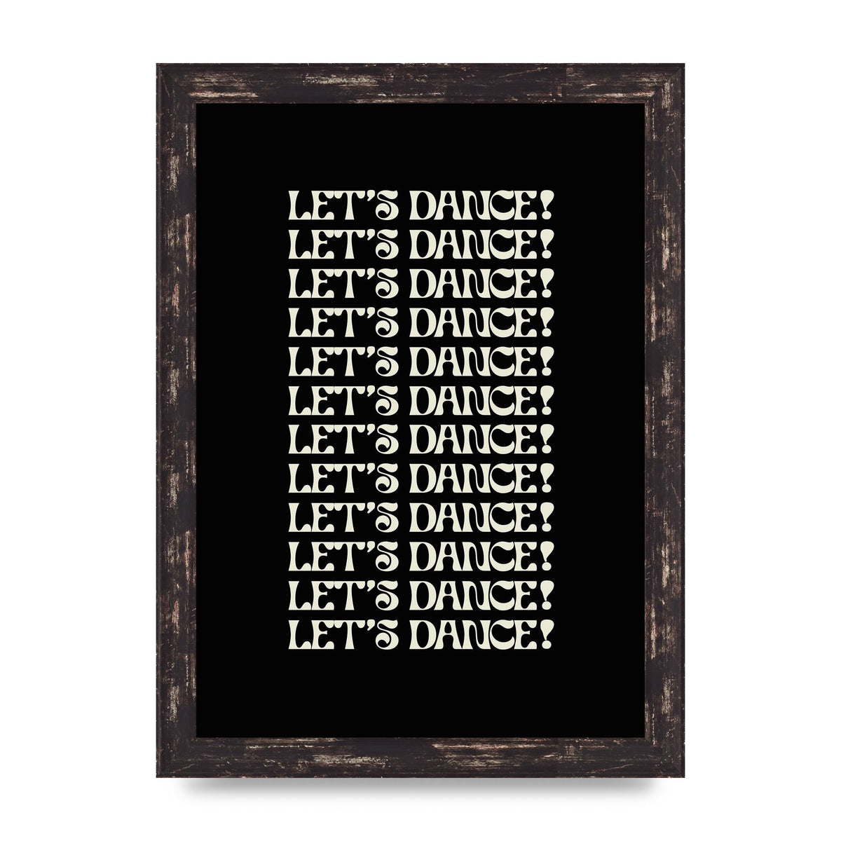 Lets Dance White On Black" Wall Art - A4 framed