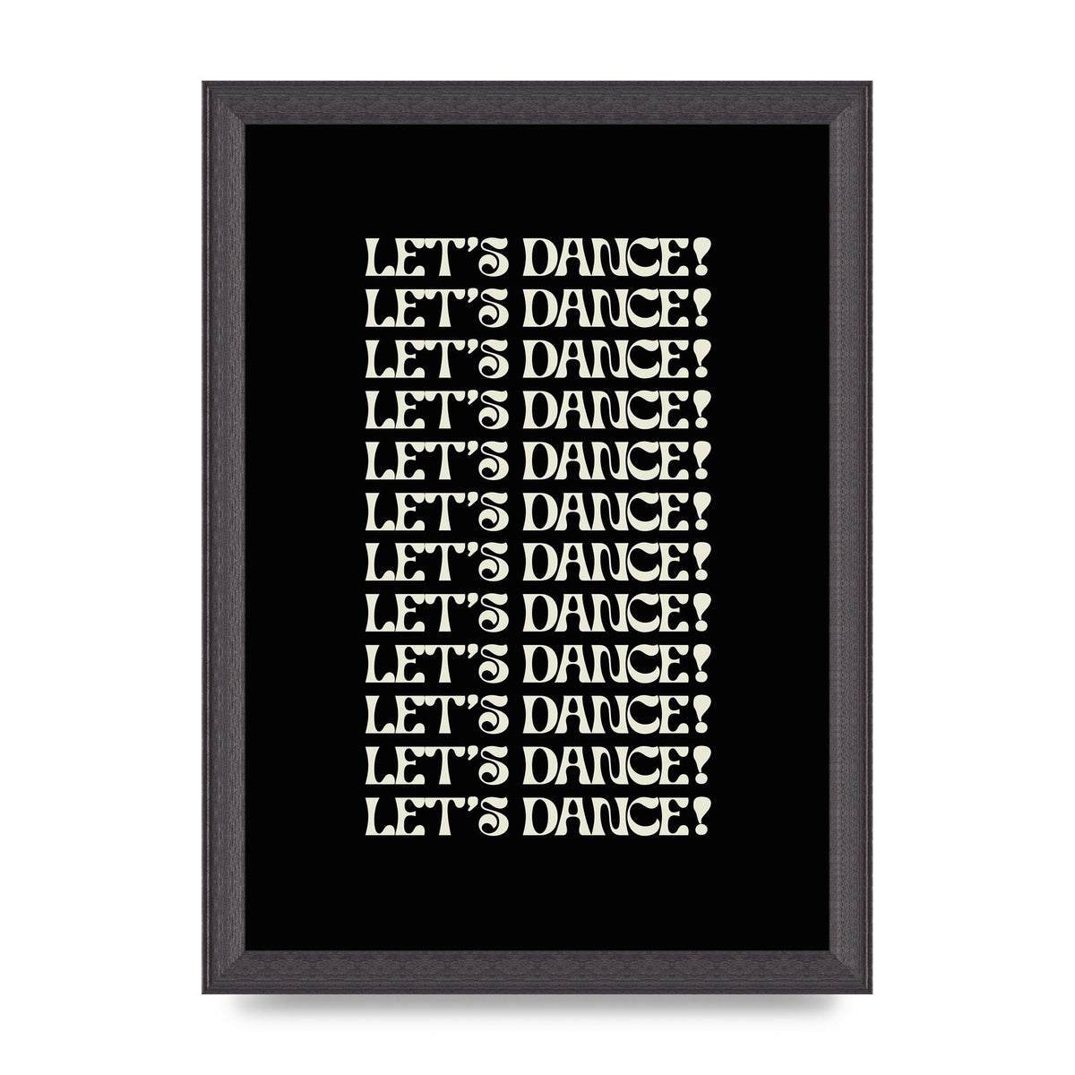 Lets Dance White On Black" Wall Art - A4 framed