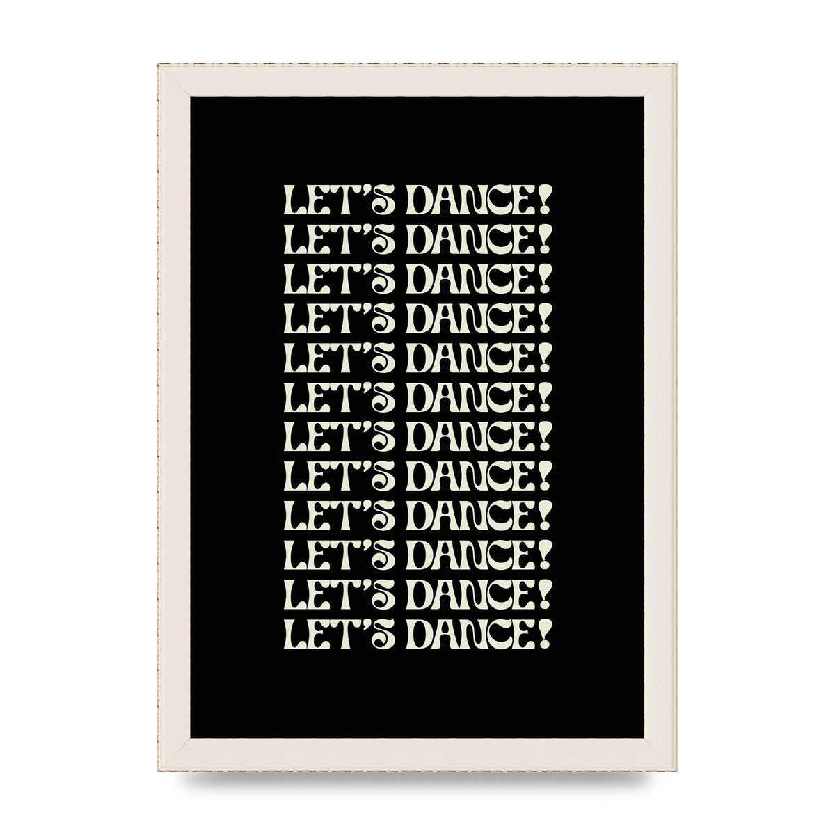 Lets Dance White On Black" Wall Art - A4 framed