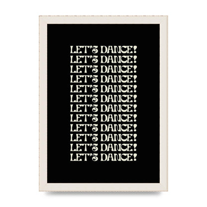 Lets Dance White On Black" Wall Art - A4 framed