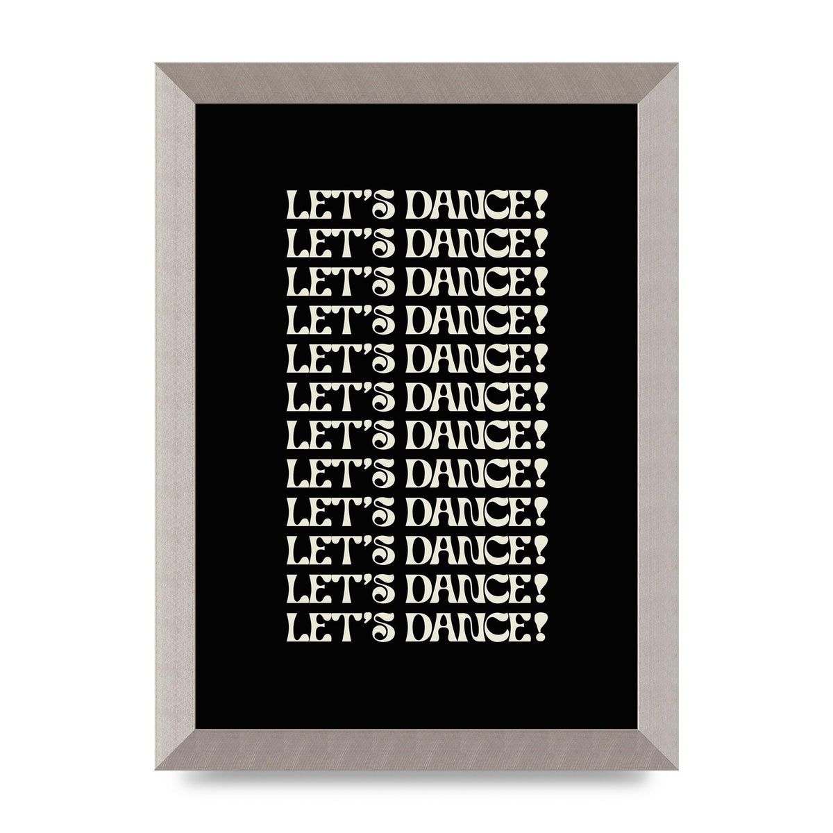 Lets Dance White On Black" Wall Art - A4 framed