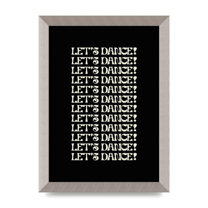 Lets Dance White On Black" Wall Art - A4 framed