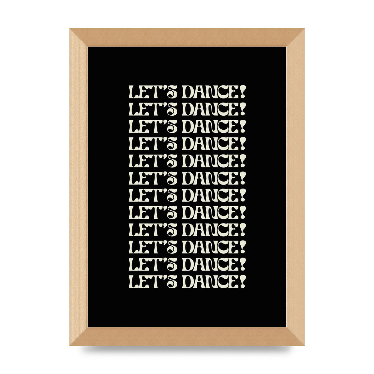 Lets Dance White On Black" Wall Art - A4 framed