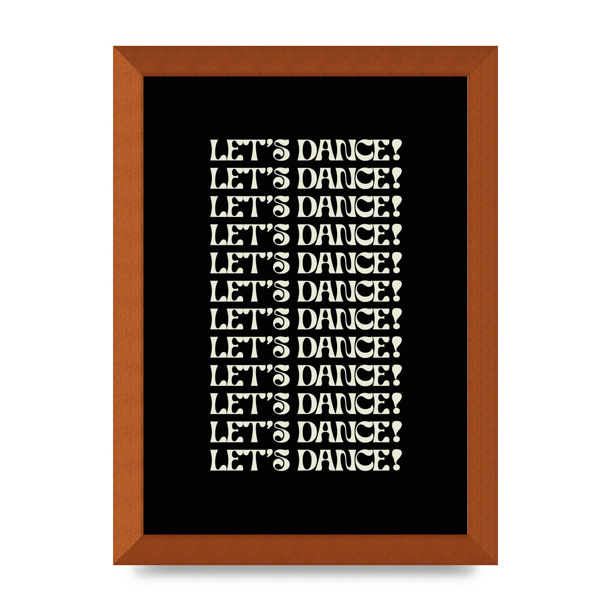 Lets Dance White On Black" Wall Art - A4 framed
