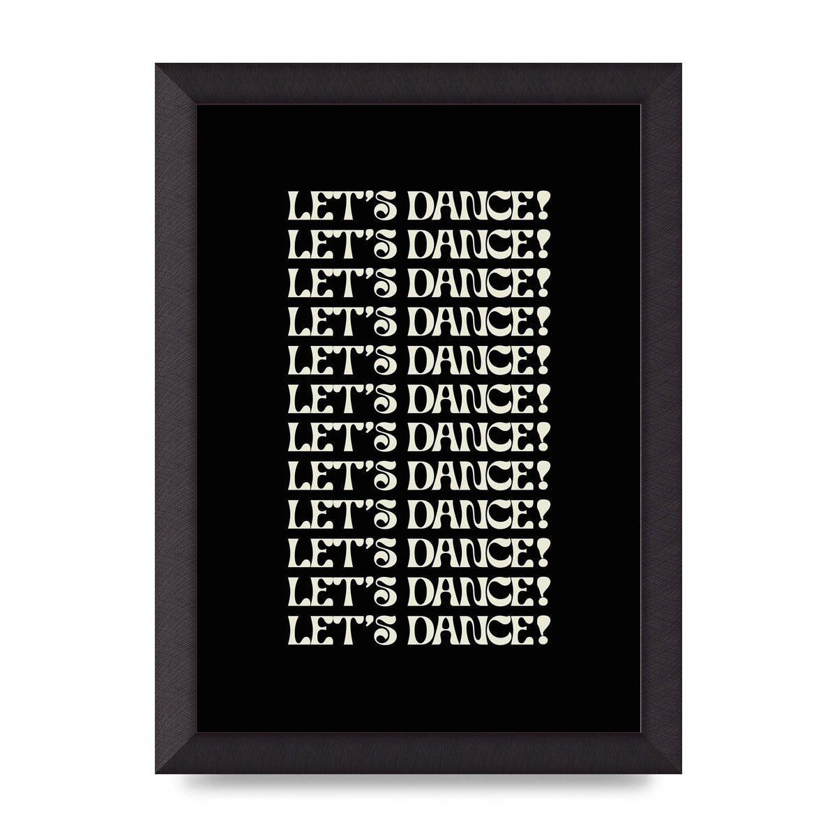Lets Dance White On Black" Wall Art - A4 framed