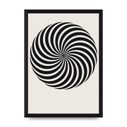 Swirl White Black Art For The Home - A4 framed