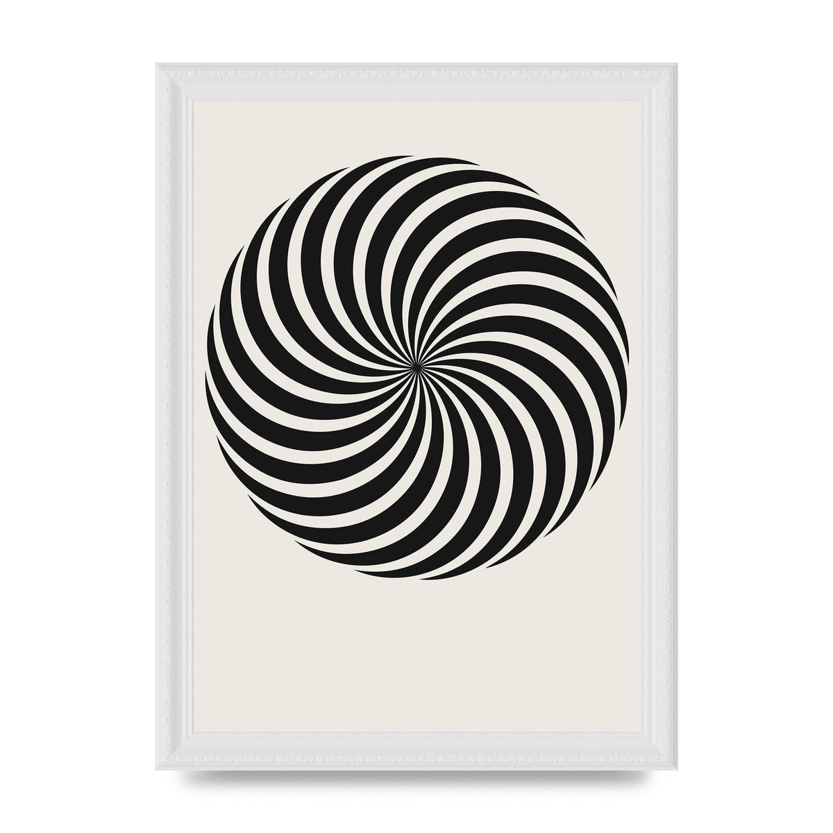 Swirl White Black Art For The Home - A4 framed
