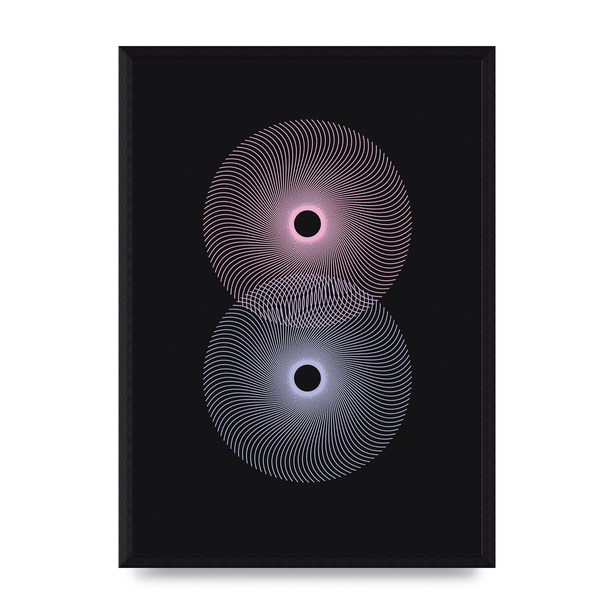 Intercepting Spirals Blue Pink Art For The Home - A3 framed