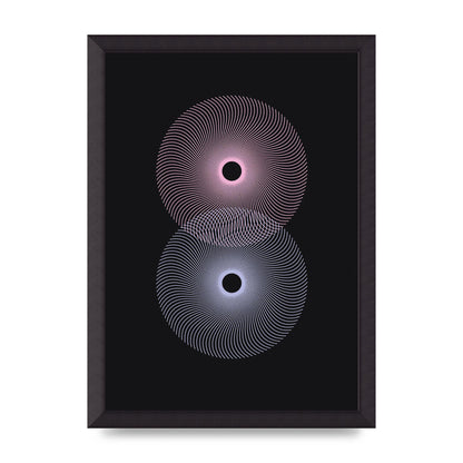 Intercepting Spirals Blue Pink Art For The Home - A3 framed