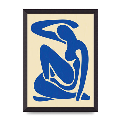 Matisse Inspired Blue Wall Art - A3 framed
