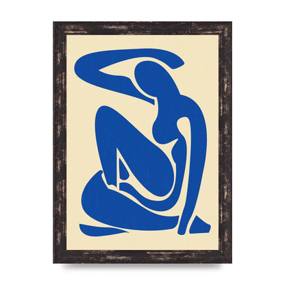 Matisse Inspired Blue Wall Art - A4 framed