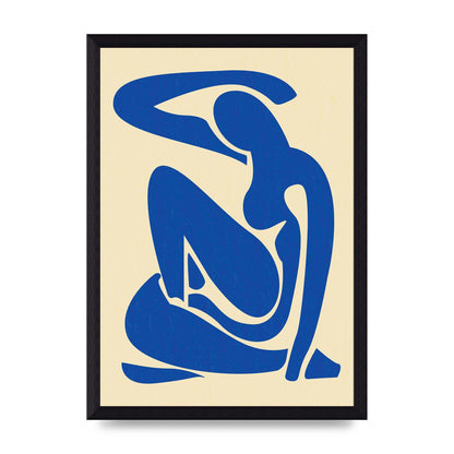 Matisse Inspired Blue Wall Art - A4 framed