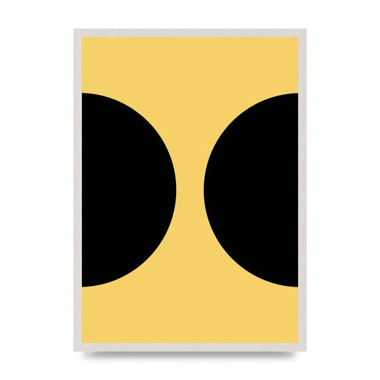 Yellow Black Disc Abstract One Art For The Home - A2 framed