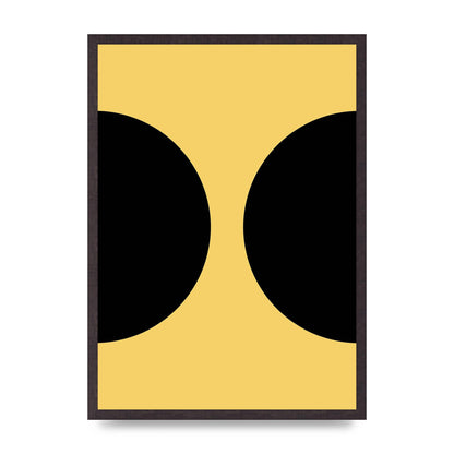 Yellow Black Disc Abstract One Art For The Home - A2 framed