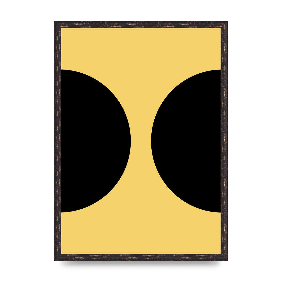 Yellow Black Disc Abstract One Art For The Home - A2 framed