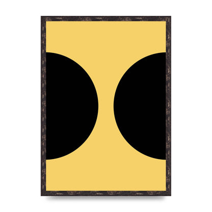 Yellow Black Disc Abstract One Art For The Home - A2 framed