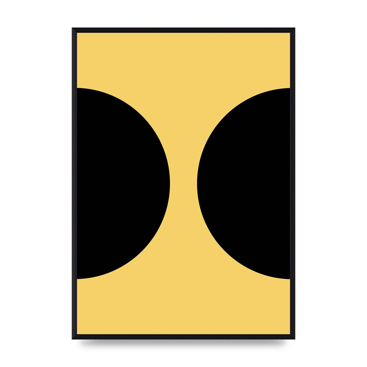 Yellow Black Disc Abstract One Art For The Home - A2 framed