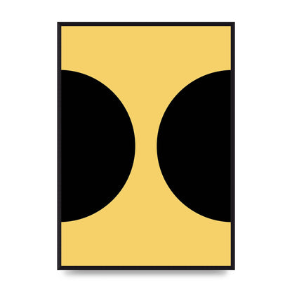 Yellow Black Disc Abstract One Art For The Home - A2 framed