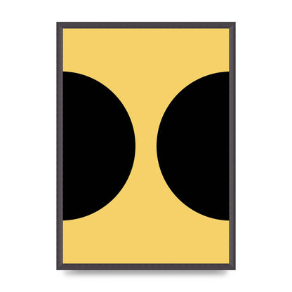 Yellow Black Disc Abstract One Art For The Home - A2 framed