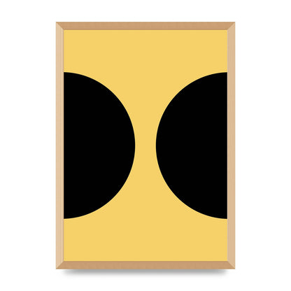 Yellow Black Disc Abstract One Art For The Home - A2 framed