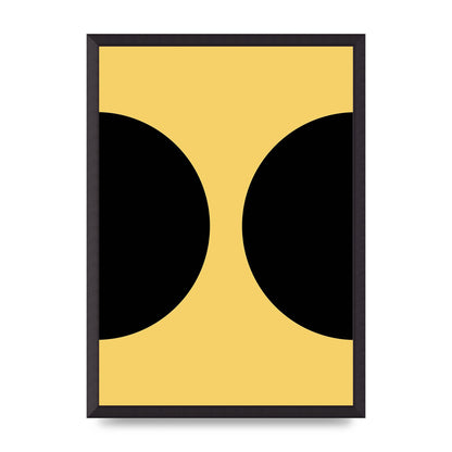 Yellow Black Disc Abstract One Art For The Home - A2 framed