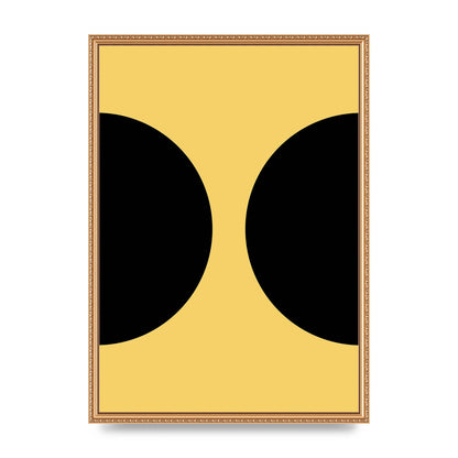 Yellow Black Disc Abstract One Art For The Home - A2 framed