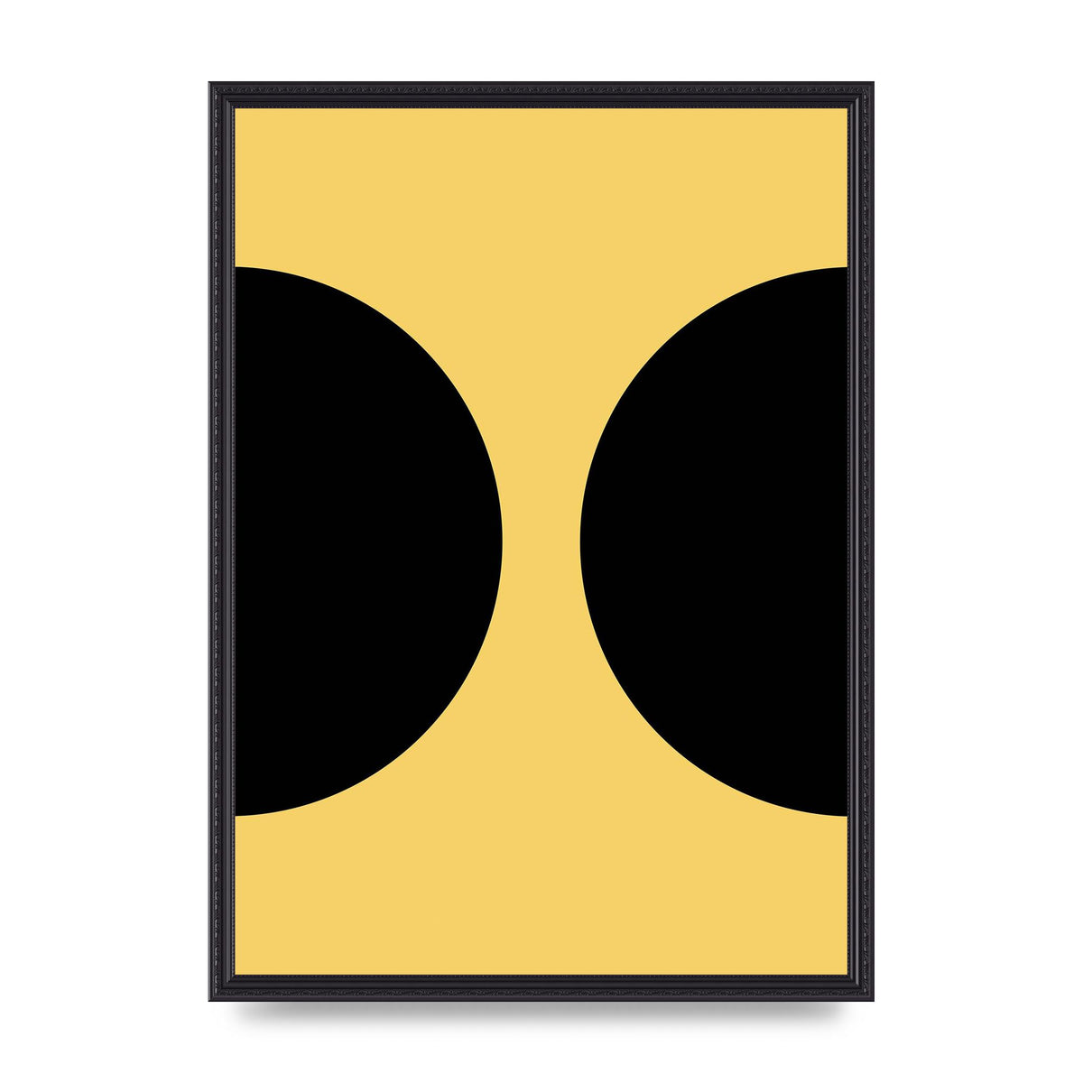 Yellow Black Disc Abstract One Art For The Home - A2 framed