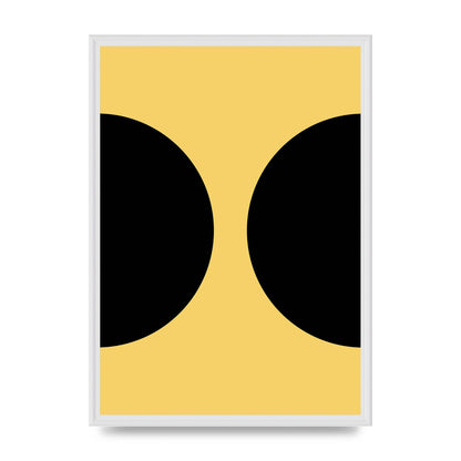 Yellow Black Disc Abstract One Art For The Home - A2 framed