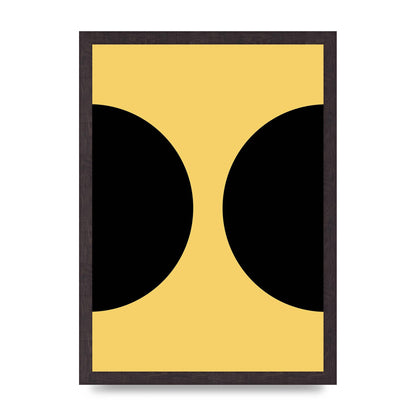 Yellow Black Disc Abstract One Art For The Home - A3 framed