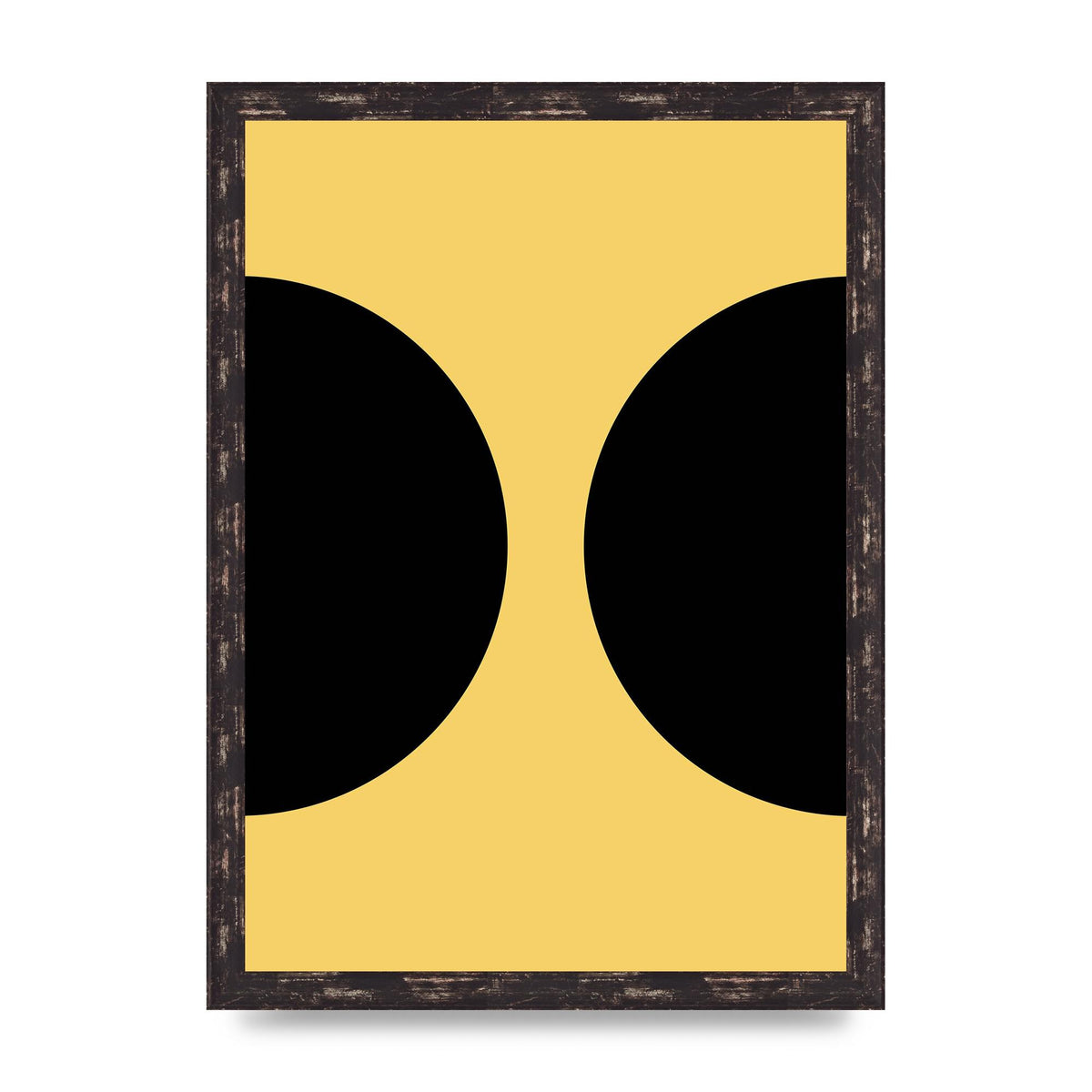 Yellow Black Disc Abstract One Art For The Home - A3 framed