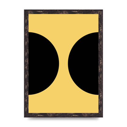 Yellow Black Disc Abstract One Art For The Home - A3 framed