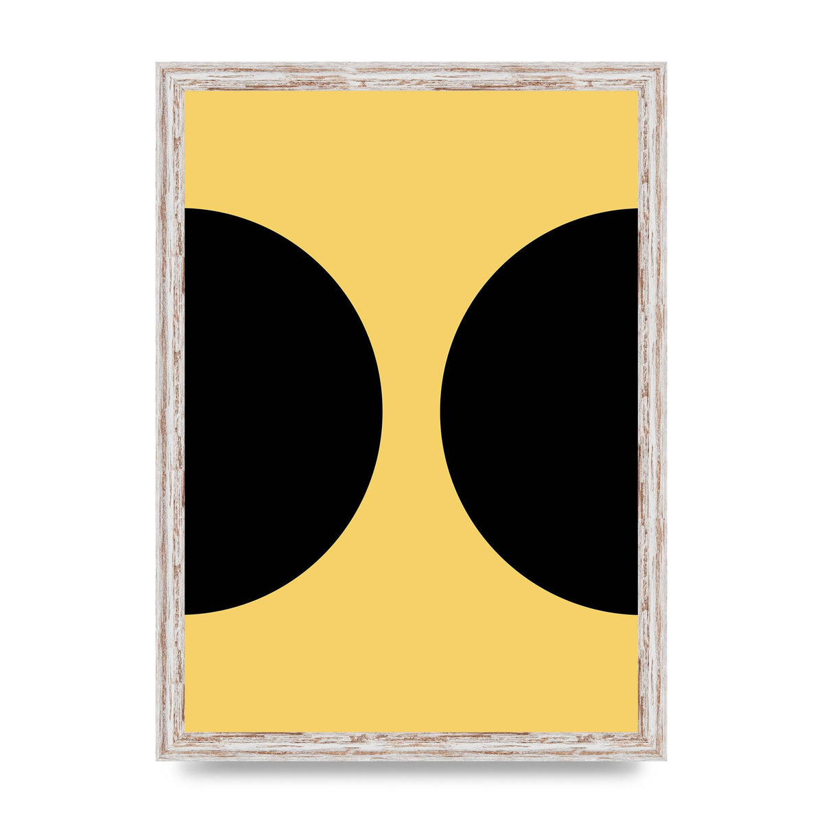 Yellow Black Disc Abstract One Art For The Home - A3 framed