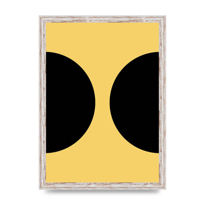 Yellow Black Disc Abstract One Art For The Home - A3 framed