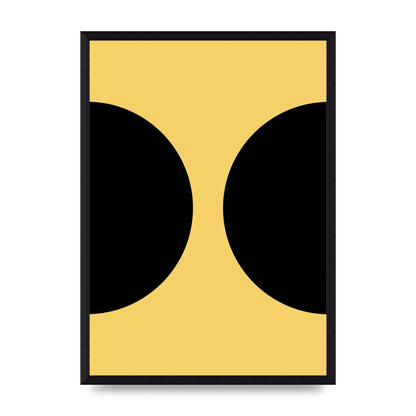Yellow Black Disc Abstract One Art For The Home - A3 framed
