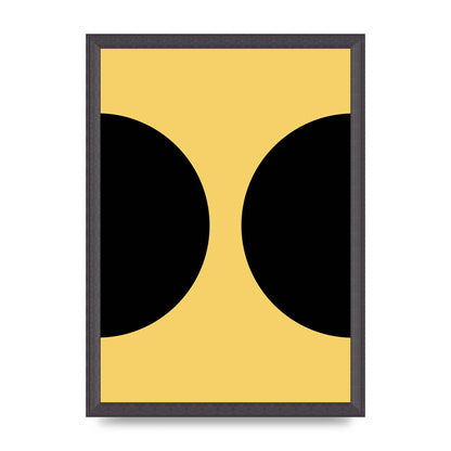 Yellow Black Disc Abstract One Art For The Home - A3 framed