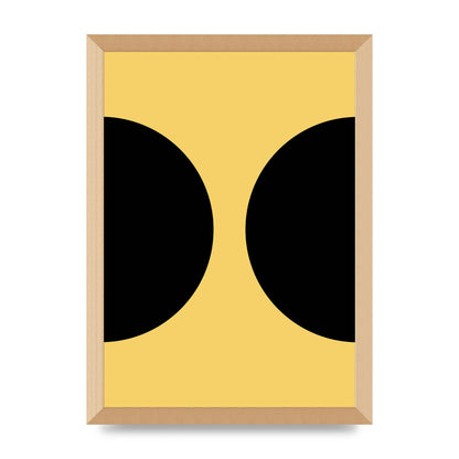 Yellow Black Disc Abstract One Art For The Home - A3 framed