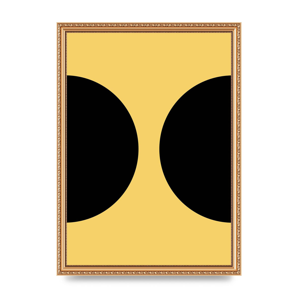 Yellow Black Disc Abstract One Art For The Home - A3 framed