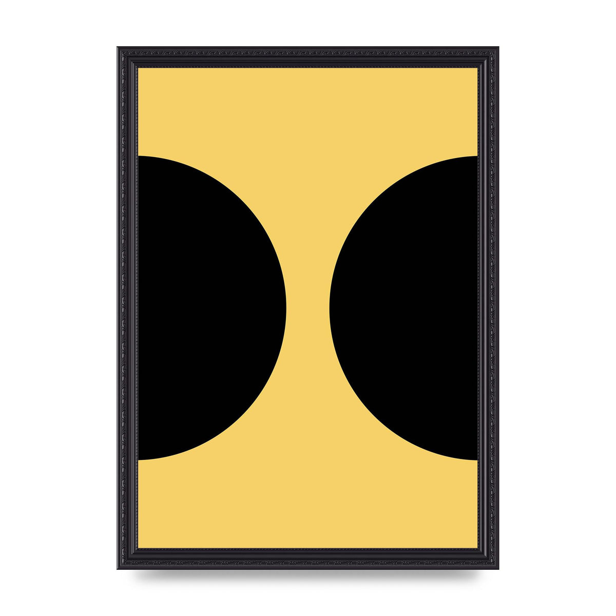 Yellow Black Disc Abstract One Art For The Home - A3 framed