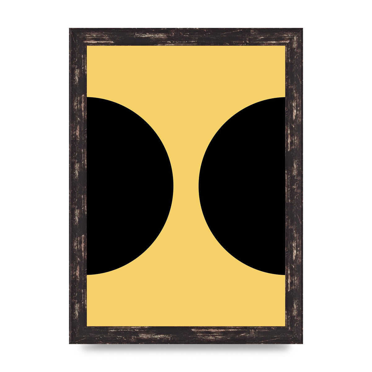 Yellow Black Disc Abstract One Art For The Home - A4 framed