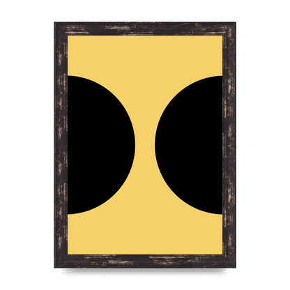 Yellow Black Disc Abstract One Art For The Home - A4 framed