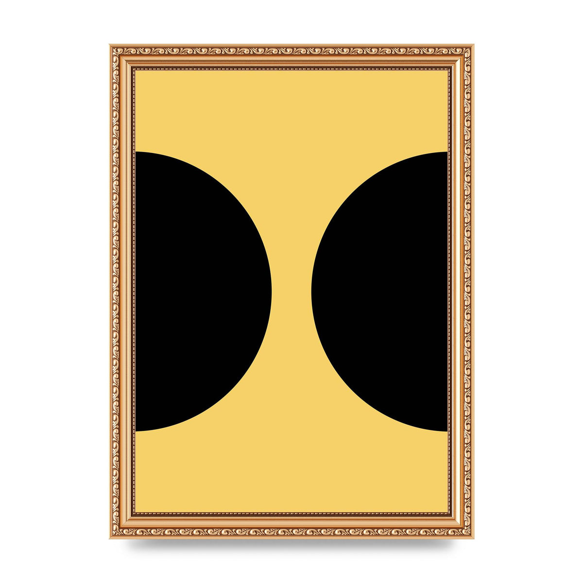 Yellow Black Disc Abstract One Art For The Home - A4 framed
