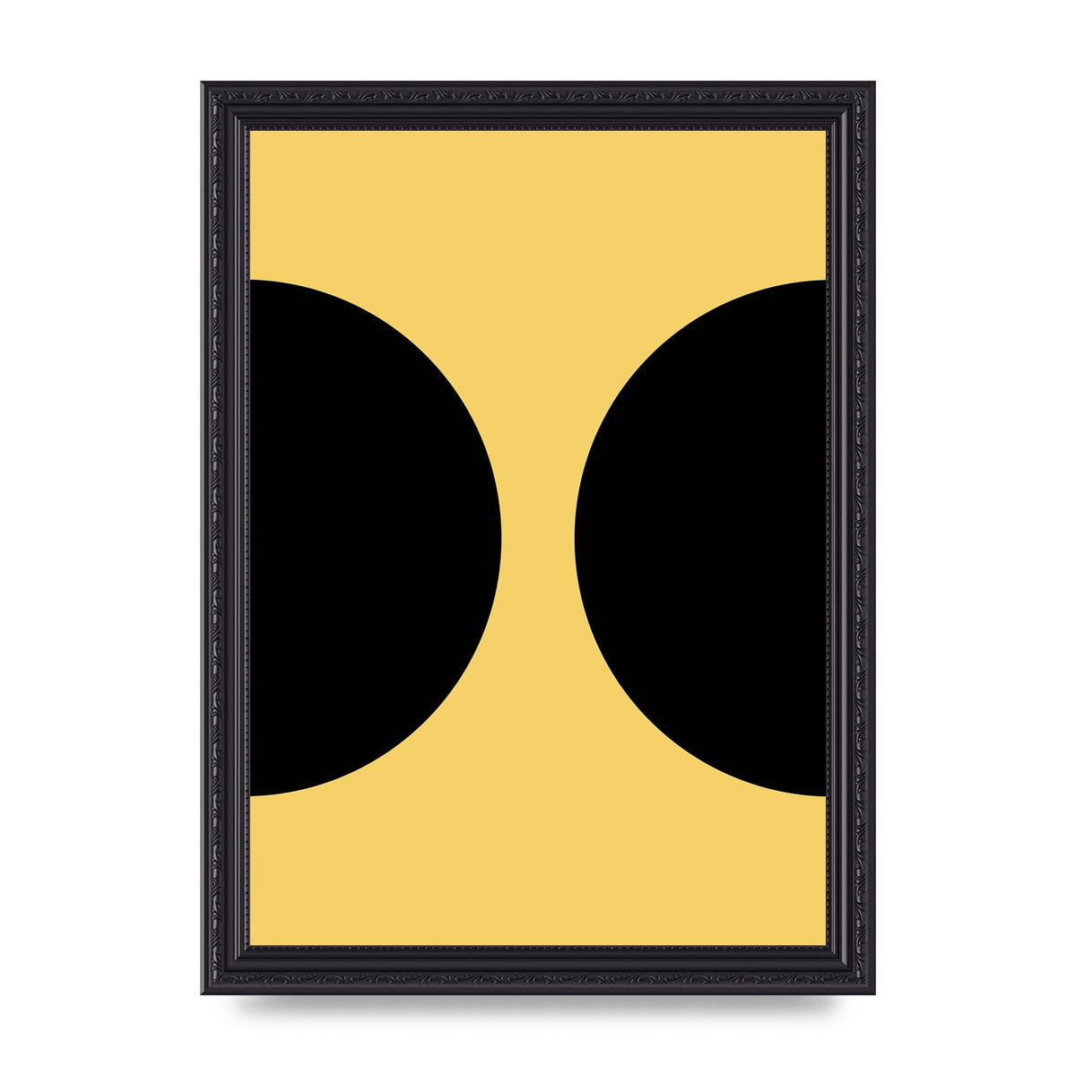 Yellow Black Disc Abstract One Art For The Home - A4 framed