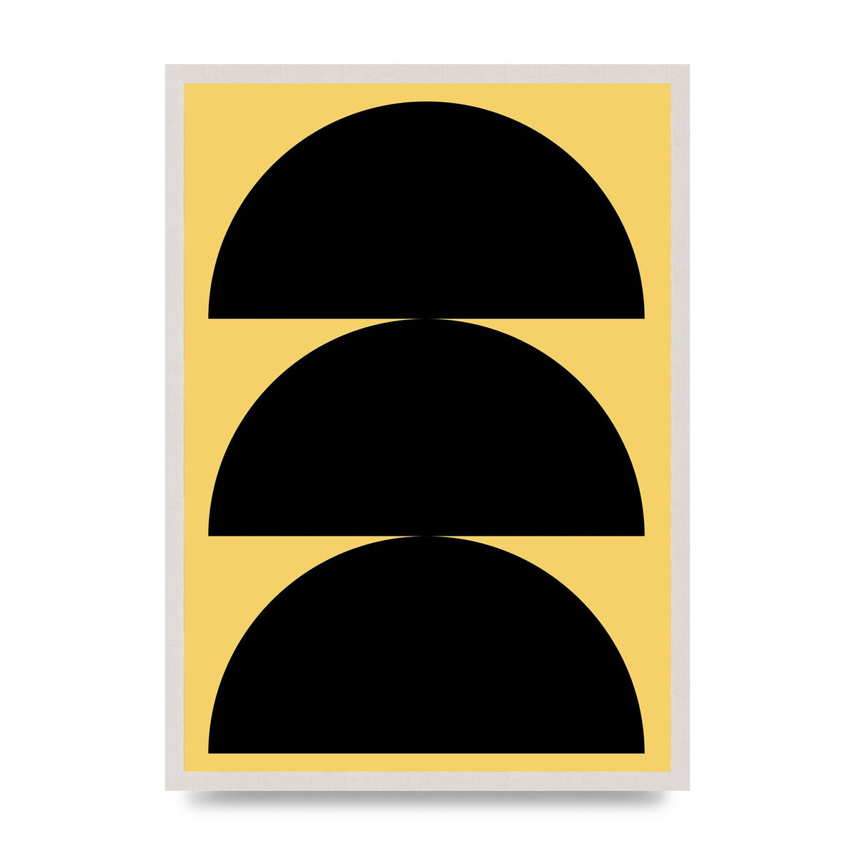 Yellow Black Disc Abstract Two Printed Poster - A2 framed