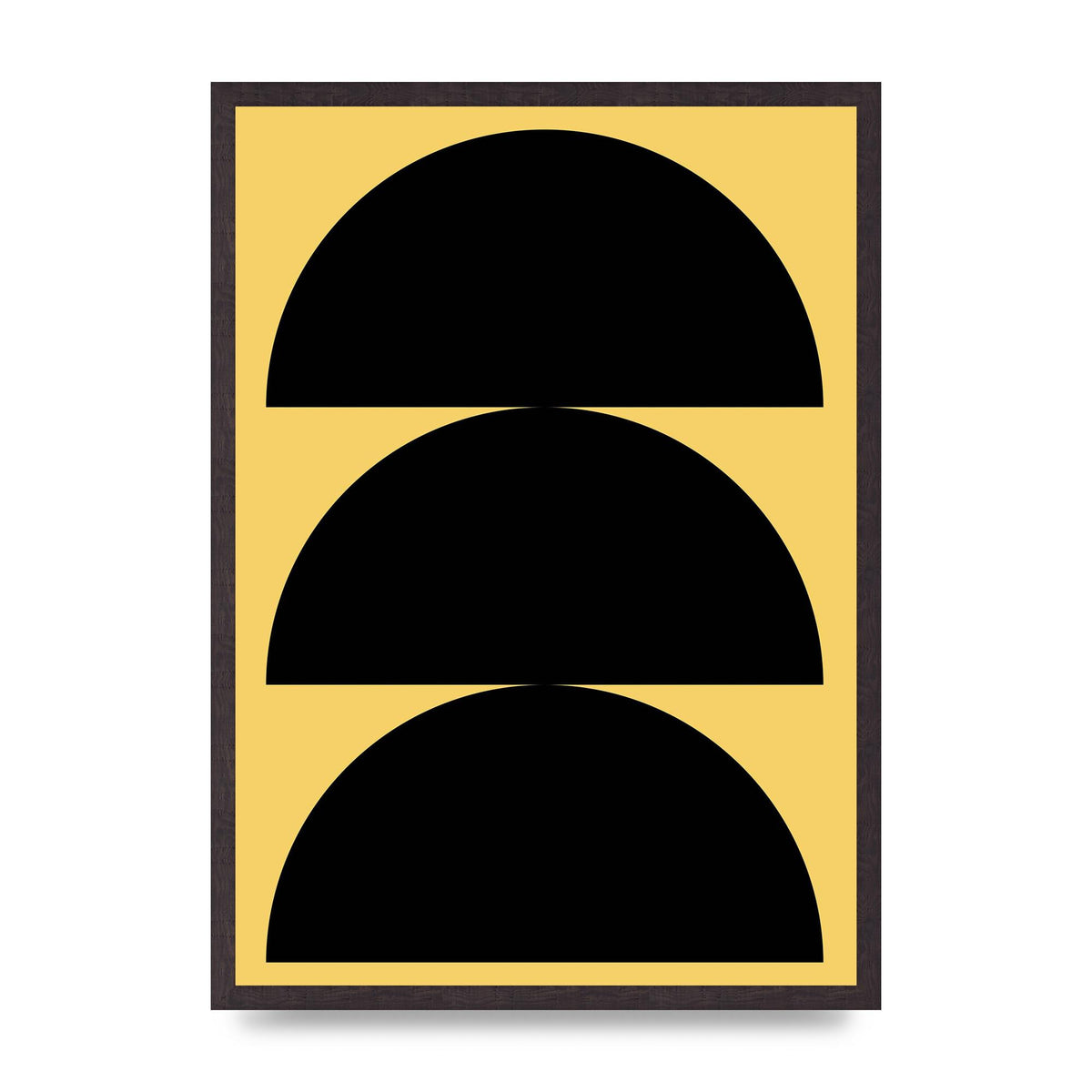Yellow Black Disc Abstract Two Printed Poster - A2 framed