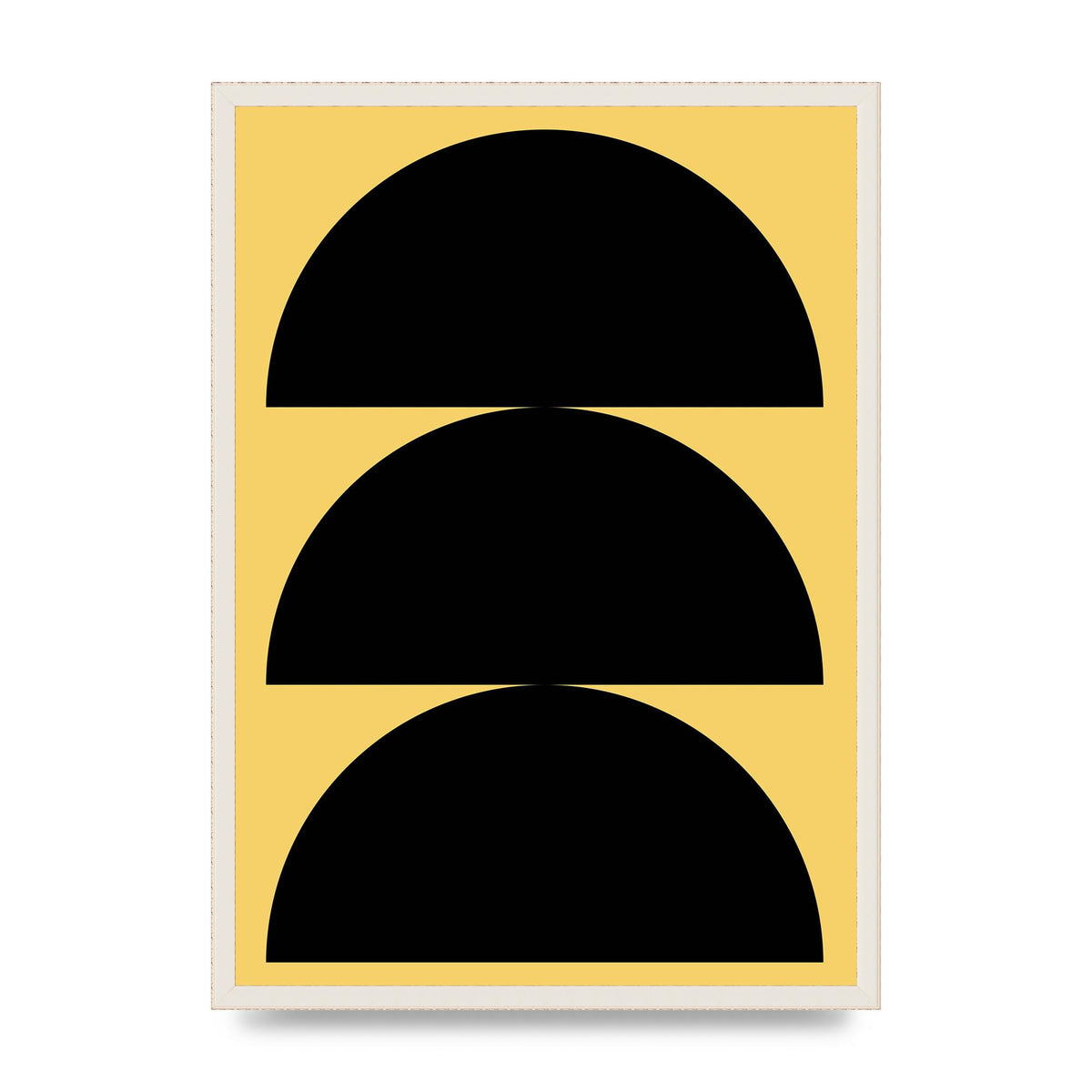 Yellow Black Disc Abstract Two Printed Poster - A2 framed