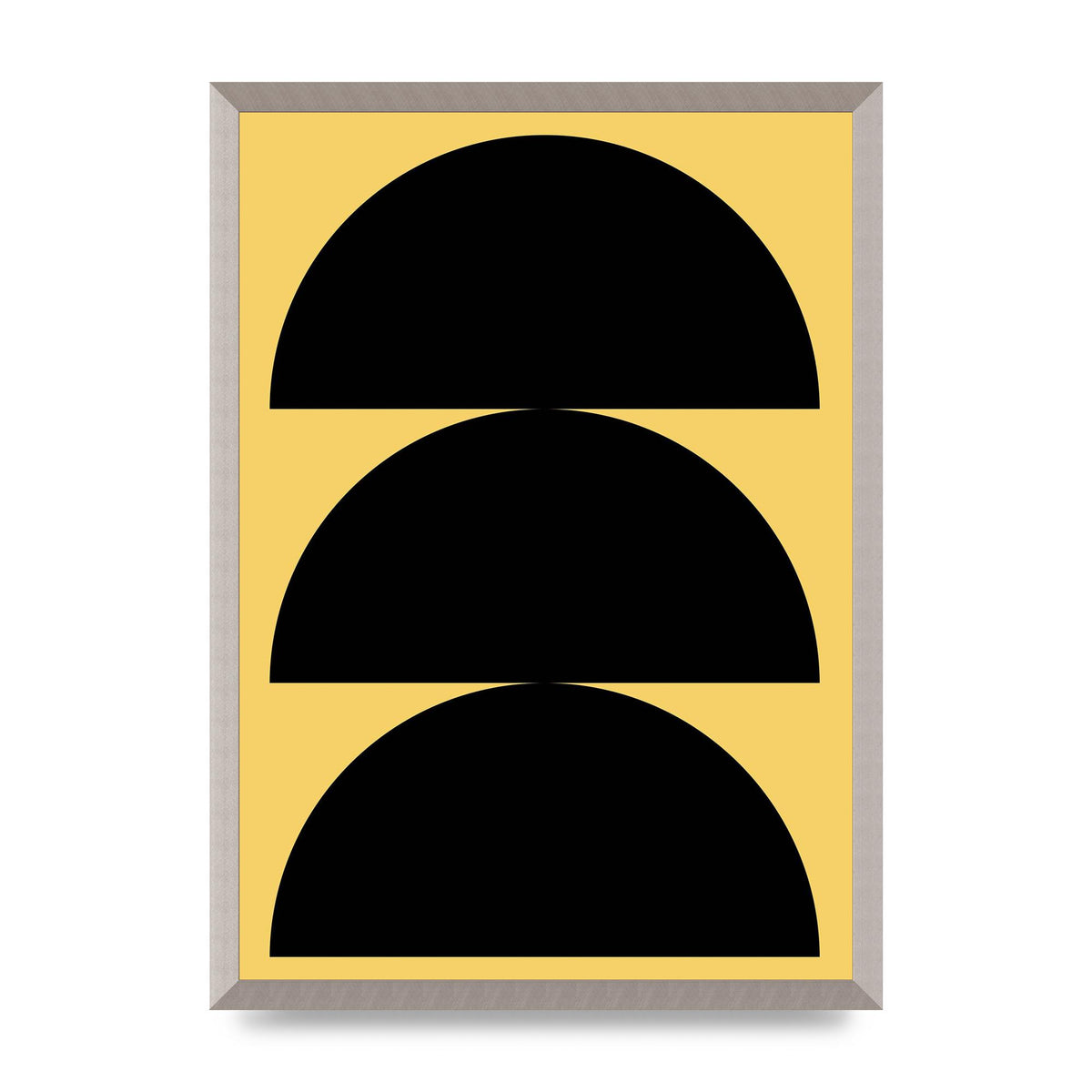 Yellow Black Disc Abstract Two Printed Poster - A2 framed