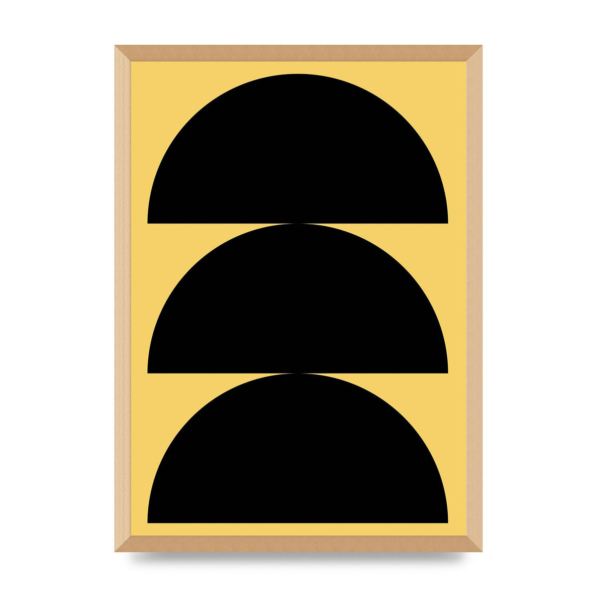 Yellow Black Disc Abstract Two Printed Poster - A2 framed