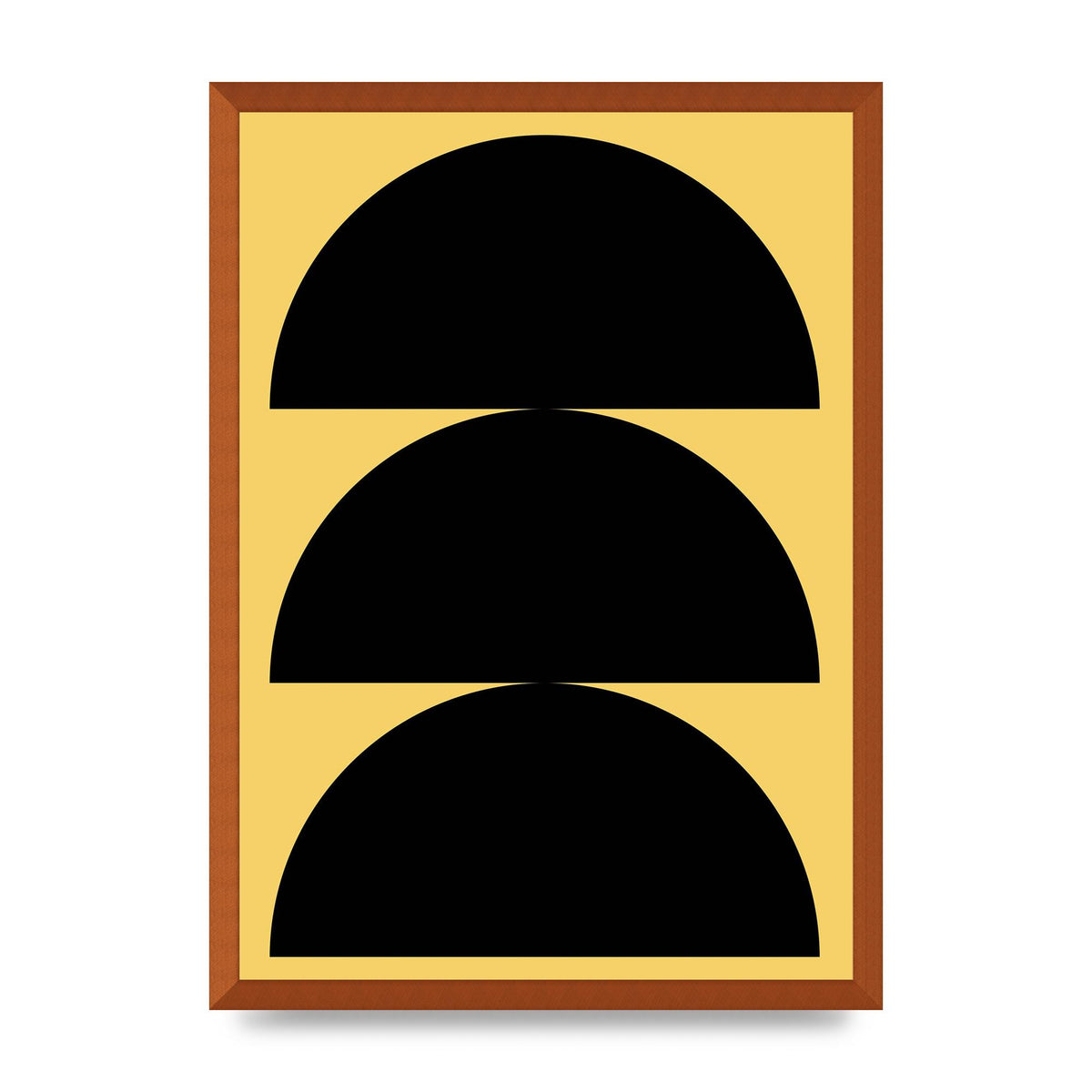 Yellow Black Disc Abstract Two Printed Poster - A2 framed