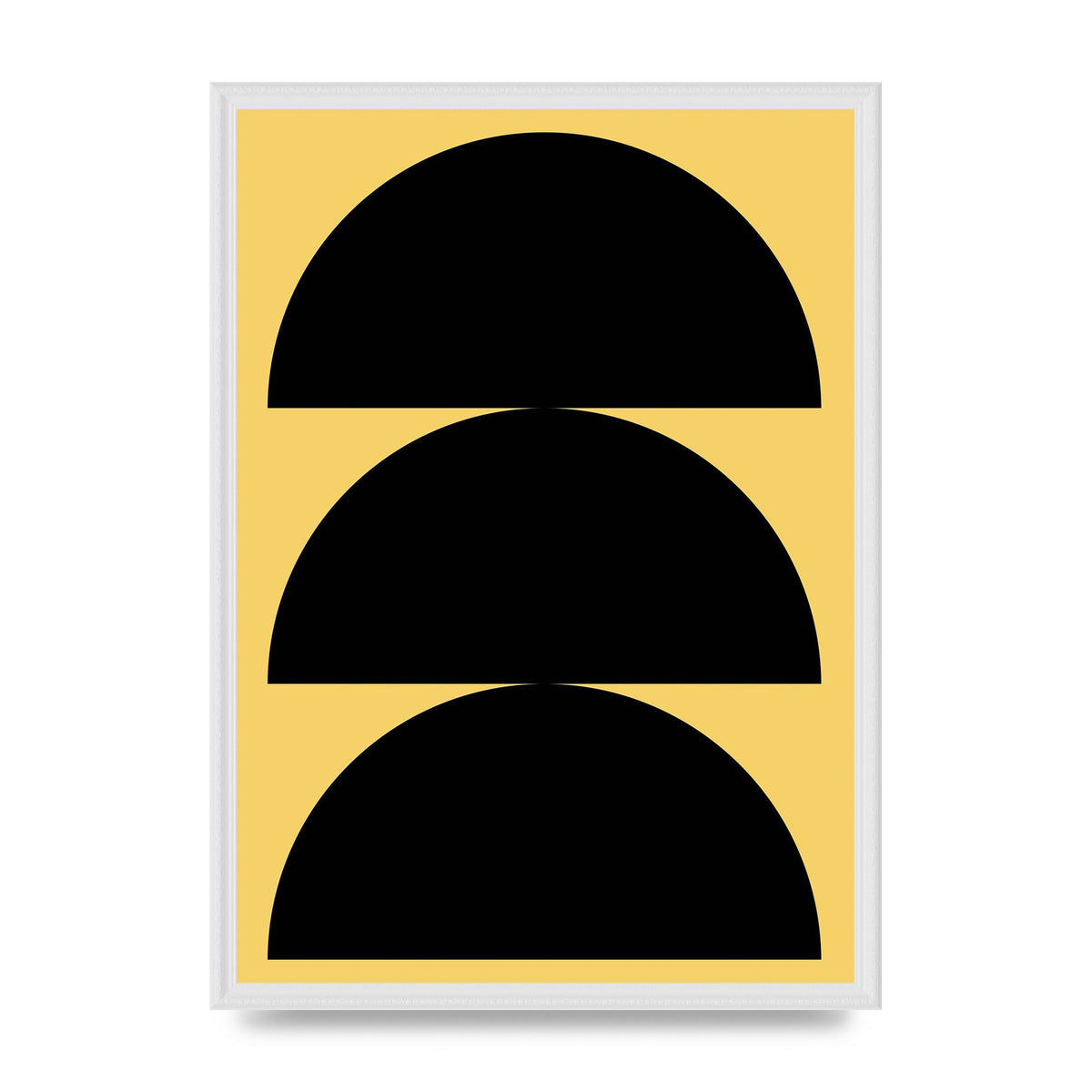 Yellow Black Disc Abstract Two Printed Poster - A2 framed