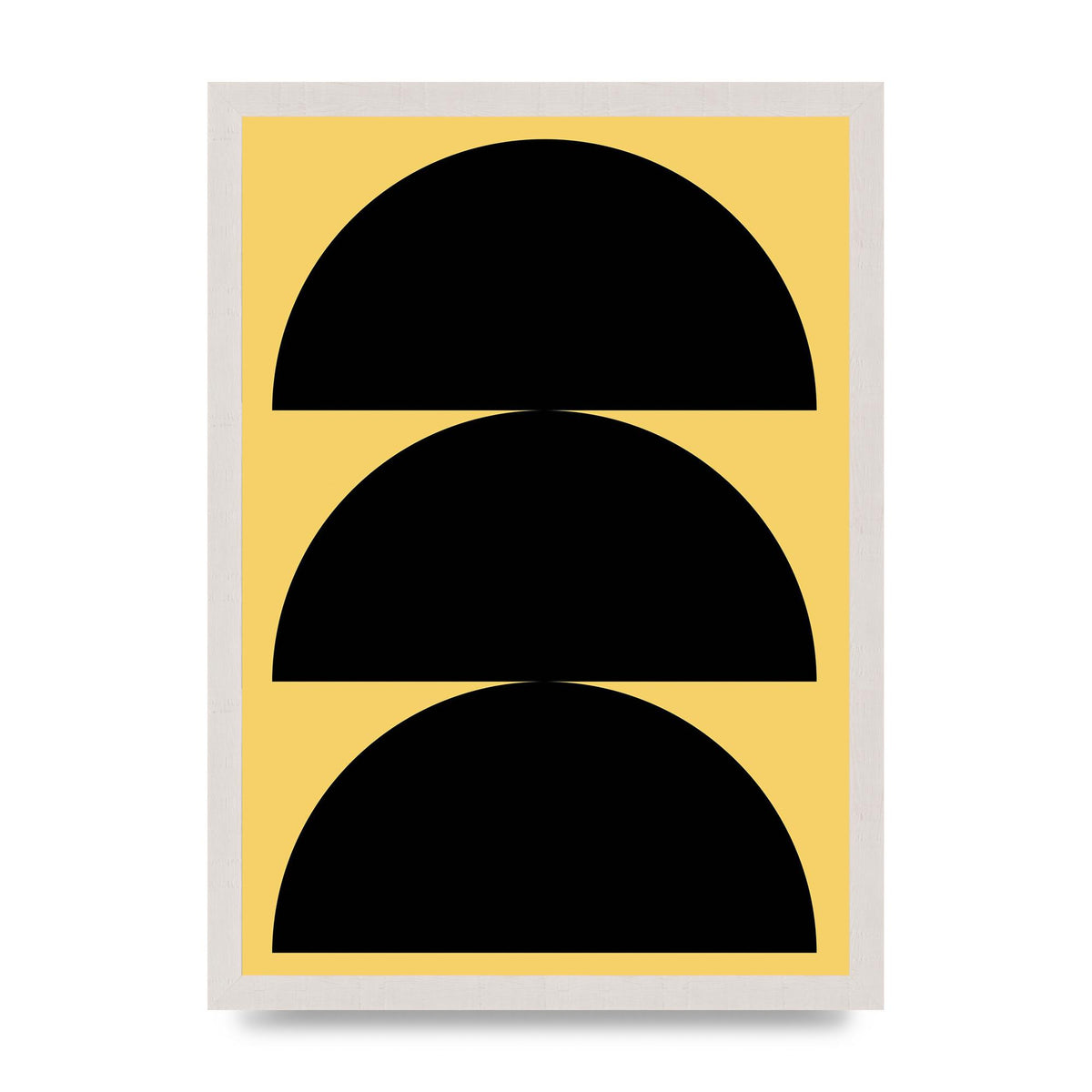 Yellow Black Disc Abstract Two Printed Poster - A3 framed
